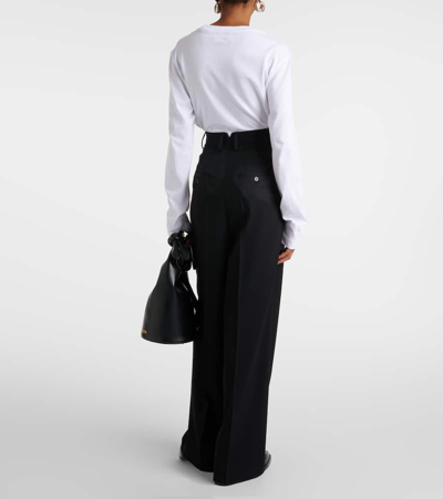 Shop Ami Alexandre Mattiussi High-rise Wool Wide-leg Pants In Schwarz