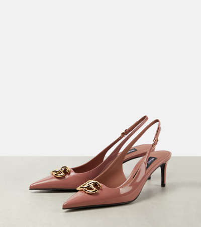 Shop Dolce & Gabbana Dg Patent Leather Slingback Pumps In Pink