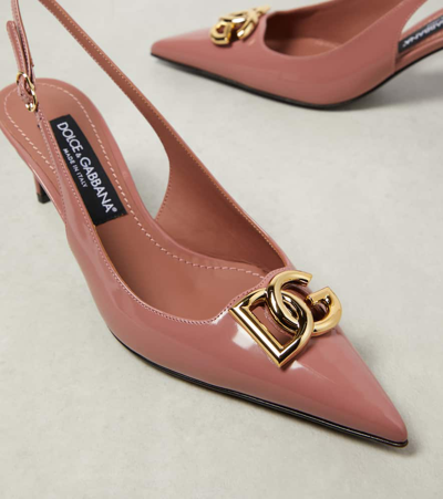 Shop Dolce & Gabbana Dg Patent Leather Slingback Pumps In Pink