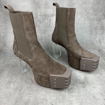 Pre-owned Rick Owens Kiss Heel Shoes Grill Beveled Dust Platform Boots
