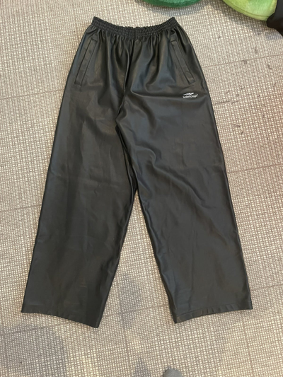 Pre-owned Balenciaga Super  Leather Trackpants Sporty B In Black