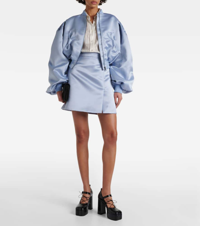 Shop Nina Ricci Duchess Satin Miniskirt In Blue