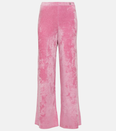 Shop Gucci Crystal G Flared Sweatpants In Pink
