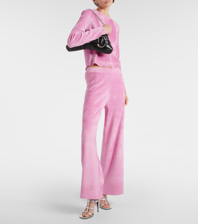 Shop Gucci Crystal G Flared Sweatpants In Pink