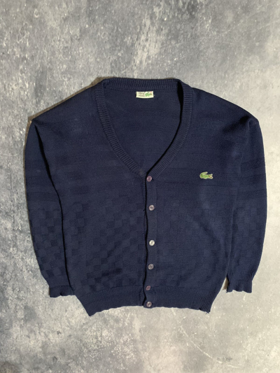 Pre-owned Lacoste X Vintage Lacoste Chemise Cardigan Sweater Knit Pullover 90's In Blue