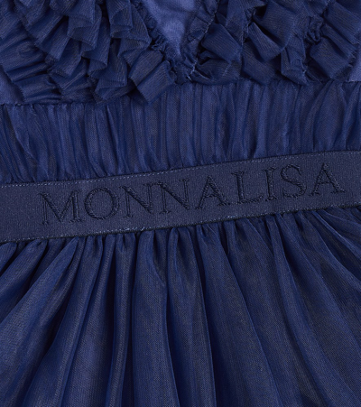 Shop Monnalisa Tiered Tulle Dress In Blue