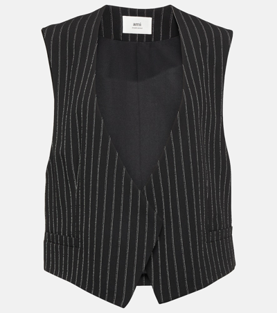 Shop Ami Alexandre Mattiussi Wool Vest In Black