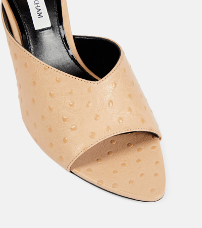 Shop Victoria Beckham Leather Mules In Beige