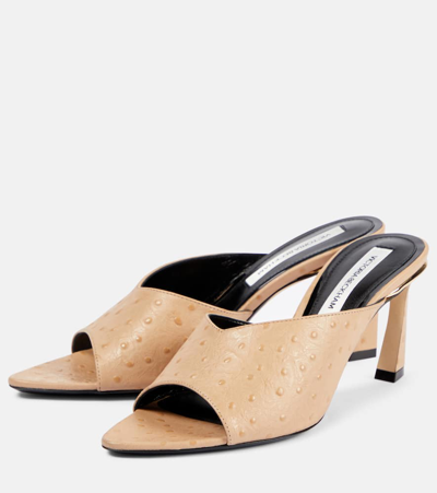 Shop Victoria Beckham Leather Mules In Beige