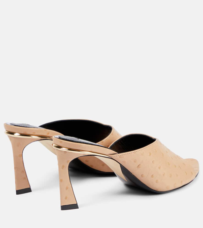 Shop Victoria Beckham Leather Mules In Beige