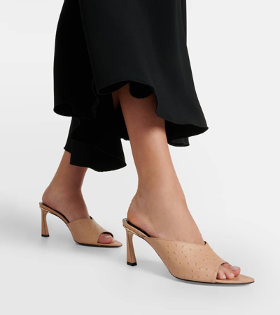 Shop Victoria Beckham Leather Mules In Beige