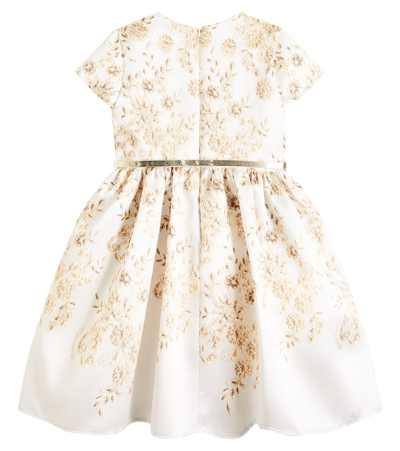 Shop Monnalisa Mikado Embroidered Dress In White