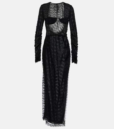 Shop Alessandra Rich Lace Maxi Dress In Black