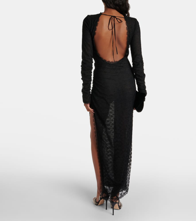 Alessandra Rich Open-back Silk Lace Dress In Black