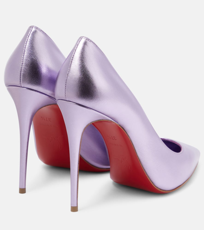 Shop Christian Louboutin Kate 100 Metallic Leather Pumps In Purple