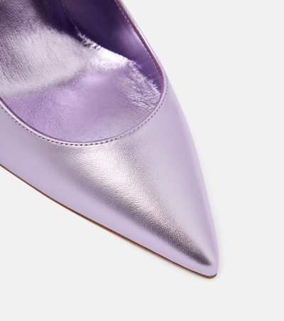 Shop Christian Louboutin Kate 100 Metallic Leather Pumps In Purple