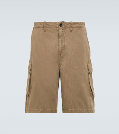 Shop Our Legacy Mount Herringbone Cotton Cargo Shorts In Brown
