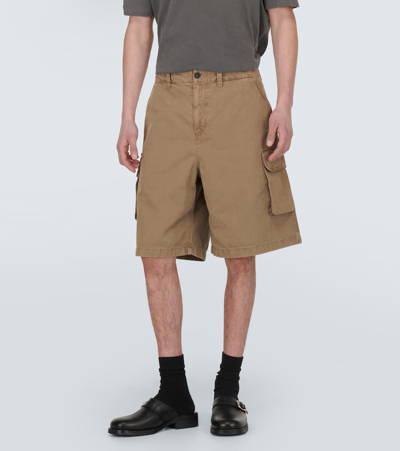 Shop Our Legacy Mount Herringbone Cotton Cargo Shorts In Brown