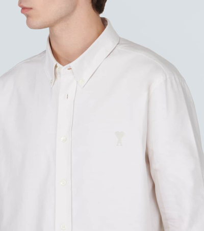 Shop Ami Alexandre Mattiussi Cotton Poplin Shirt In Weiss