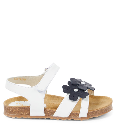 Shop Il Gufo Floral-appliqué Leather Sandals In White