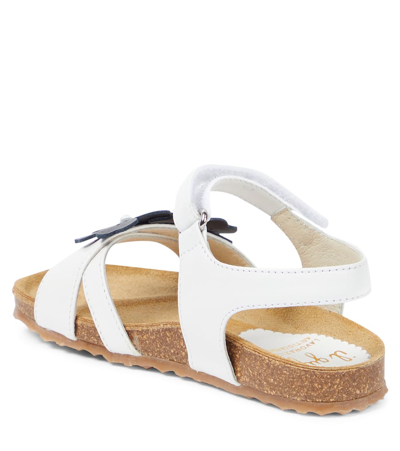 Shop Il Gufo Floral-appliqué Leather Sandals In White