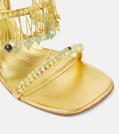 Shop Dries Van Noten 95 Beaded Metallic Leather Sandals In Gold