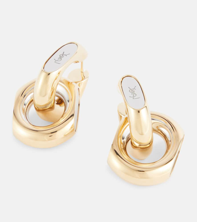 Shop Saint Laurent Cassandre Hoop Earrings In Gold