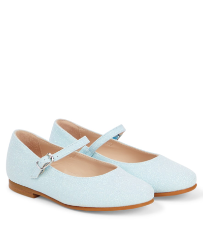 Shop Il Gufo Glitter Mary Jane Flats In Blue