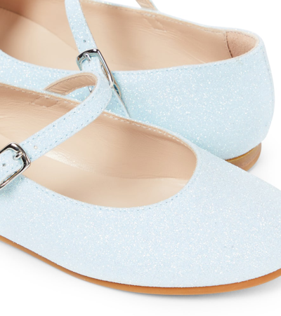 Shop Il Gufo Glitter Mary Jane Flats In Blue