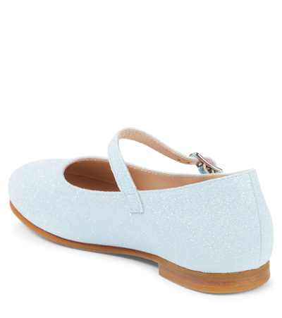 Shop Il Gufo Glitter Mary Jane Flats In Blue