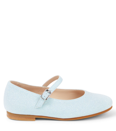 Shop Il Gufo Glitter Mary Jane Flats In Blue