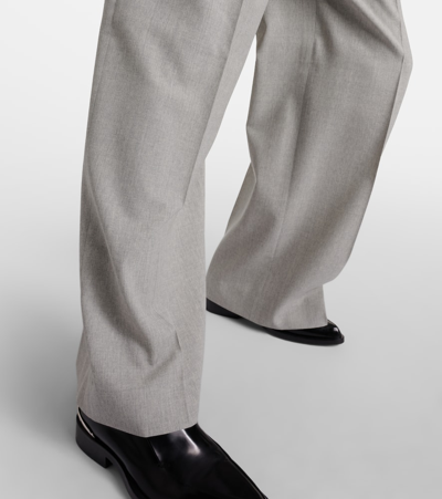 Ami Alexandre Mattiussi High-rise Wool Wide-leg Pants In Grey