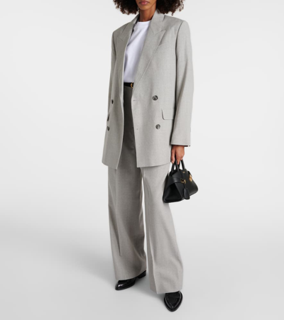 Shop Ami Alexandre Mattiussi High-rise Wool Wide-leg Pants In Grey
