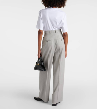 Shop Ami Alexandre Mattiussi High-rise Wool Wide-leg Pants In Grey