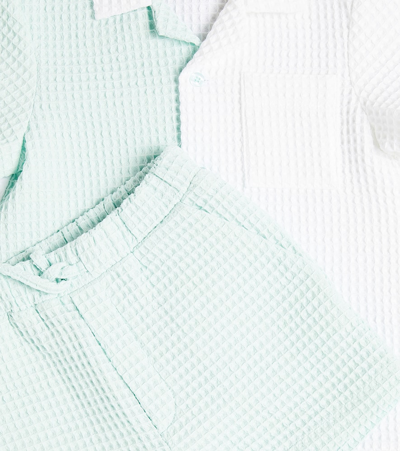 Paade Mode Cotton Shirt And Shorts Set In Green