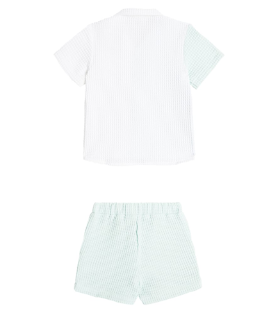 Paade Mode Cotton Shirt And Shorts Set In Green
