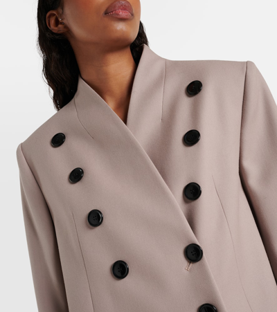 Alaïa Oversized Wool Coat In Beige