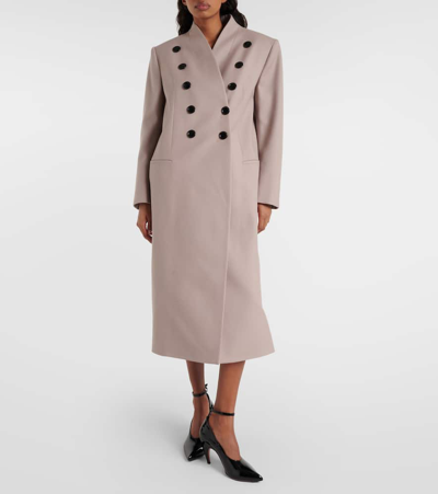 Alaïa Oversized Wool Coat In Beige