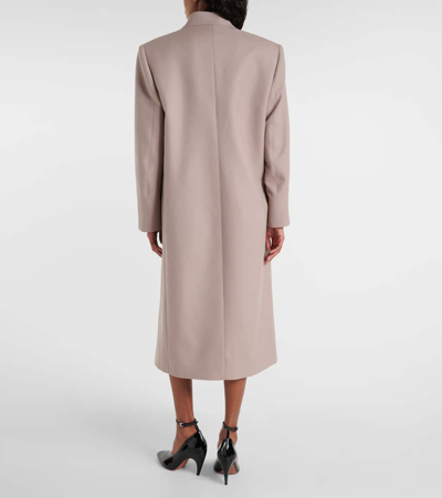 Alaïa Oversized Wool Coat In Beige