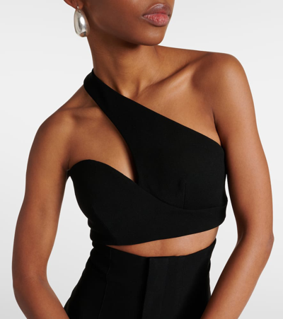 Monot One-shoulder Cropped Top In Black