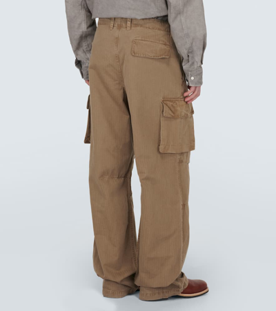 Shop Our Legacy Mount Herringbone Cotton Cargo Pants In Brown