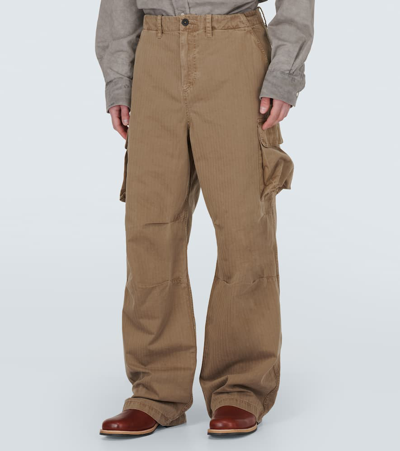 Shop Our Legacy Mount Herringbone Cotton Cargo Pants In Brown