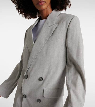 Shop Ami Alexandre Mattiussi Double-breasted Wool Blazer In Grey