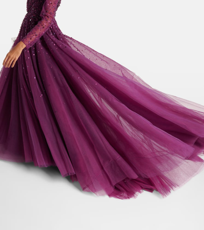 Jenny Packham Constantine Embellished Tulle Gown In Red