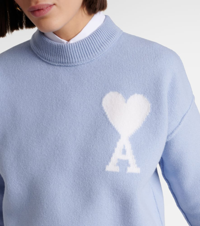 Shop Ami Alexandre Mattiussi Ami De Caur Wool Sweater In Blue