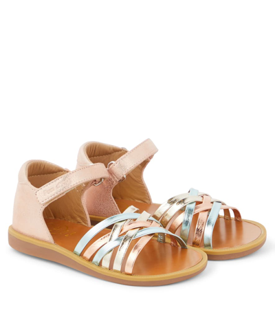 Pom D'api Poppy Lux Metallic Leather Sandals In Multicoloured
