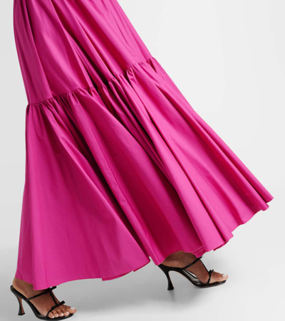 Shop Giambattista Valli Tiered Cotton Poplin Gown In Pink