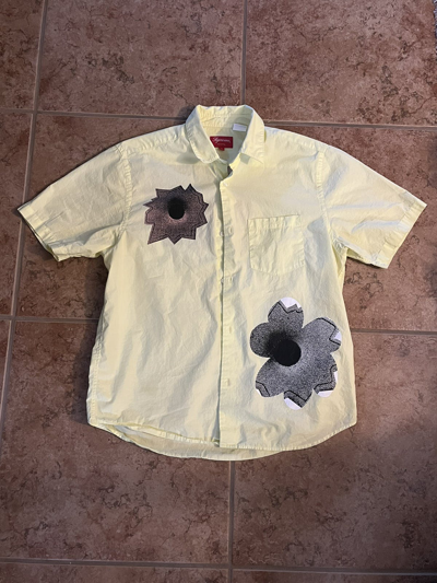 Pre-owned Supreme Ss22  Nate Lowman Bullet Hole Button Up In Yellow