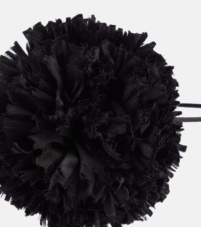 Shop Saint Laurent Floral-appliqué Satin Choker In Black