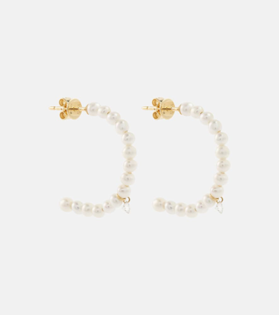 Shop Persée 18kt Gold Hoop Earrings With Pearls And Diamonds